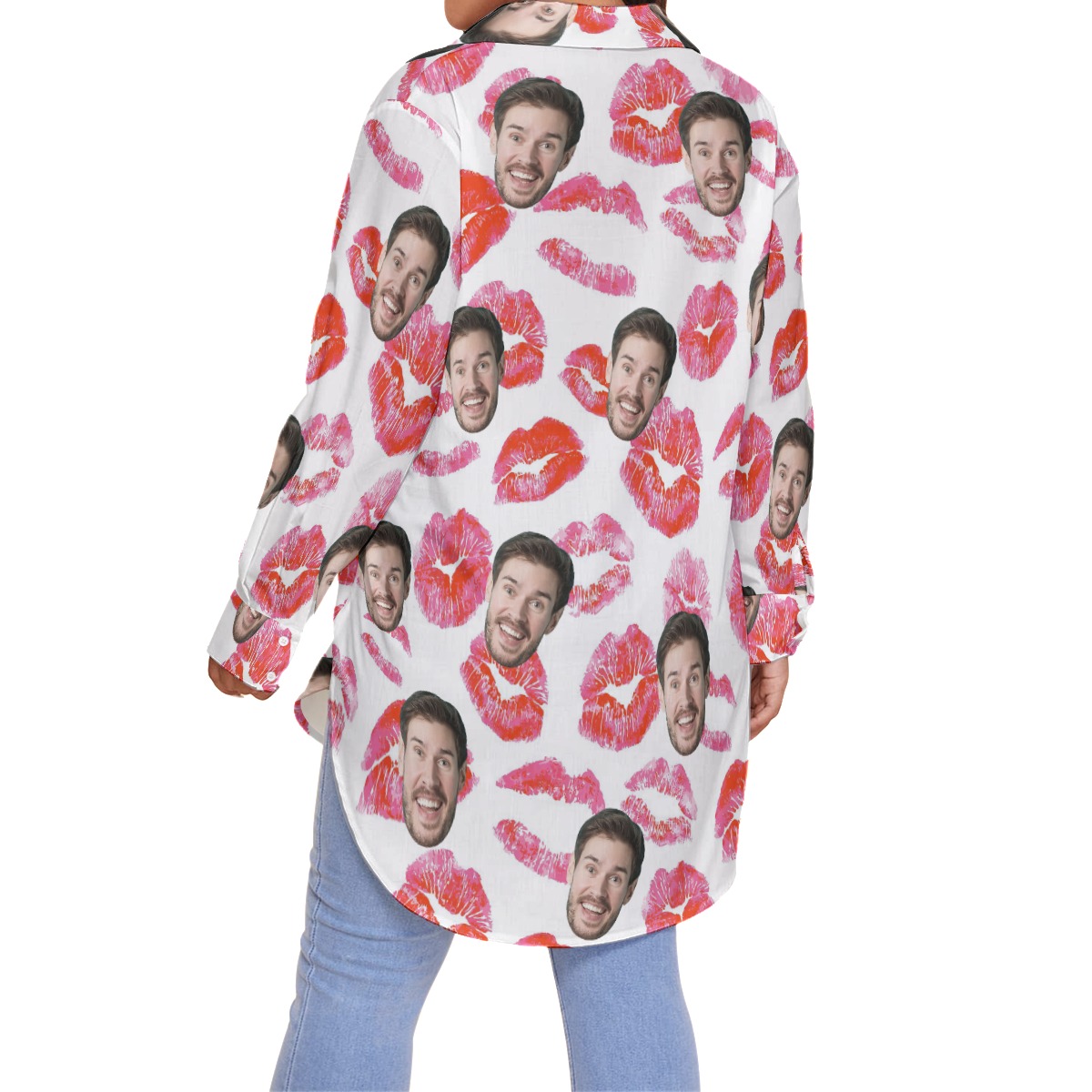 Sweet Valentine Gift Custom Face Hawaiian Plus Size Shirt For Women