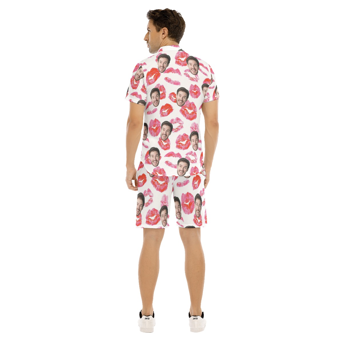 Funny Custom Face Red Lips Valentine Hawaiian Shirt And Shorts