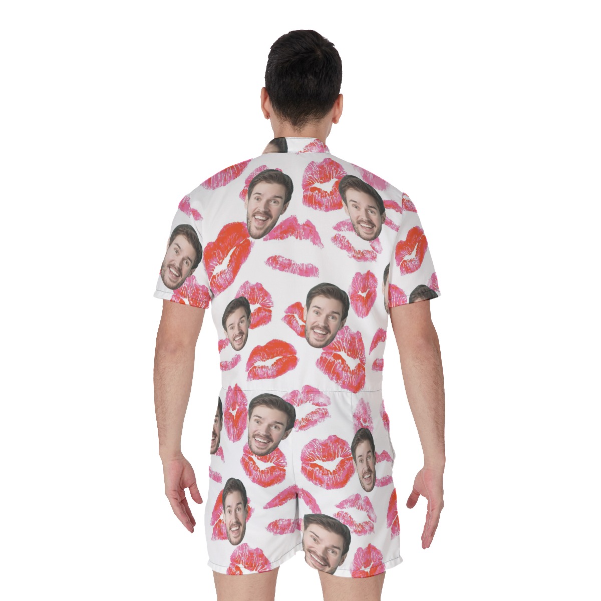 Funny Valentine Gift Custom Face Men's Hawaiian Romper