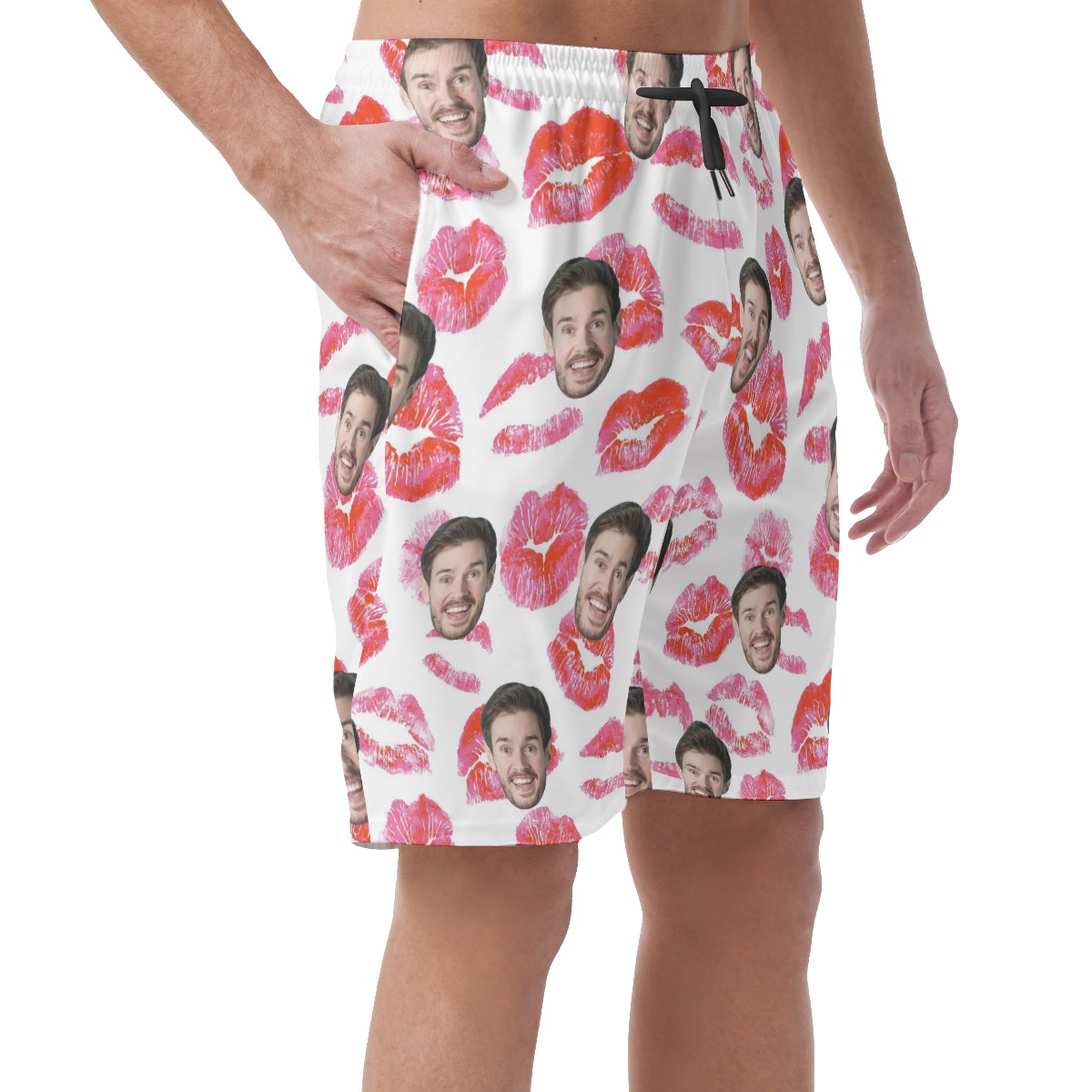 Valentine Gift Custom Face Hawaiian Beach Shorts For Men
