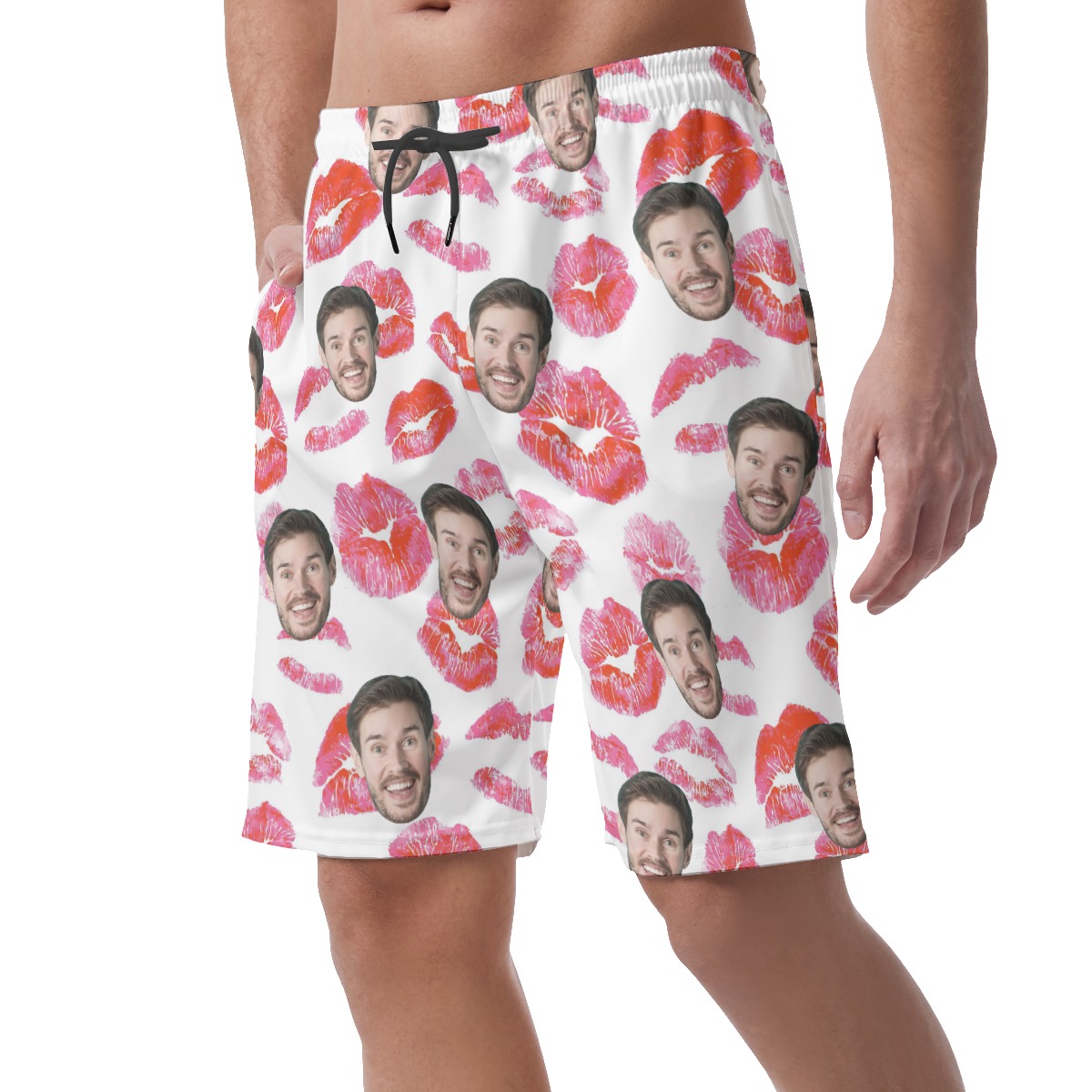 Valentine Gift Custom Face Hawaiian Beach Shorts For Men