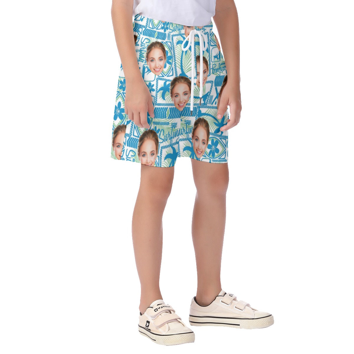 Surfing Kid's Hawaiian Shorts With Custom Face