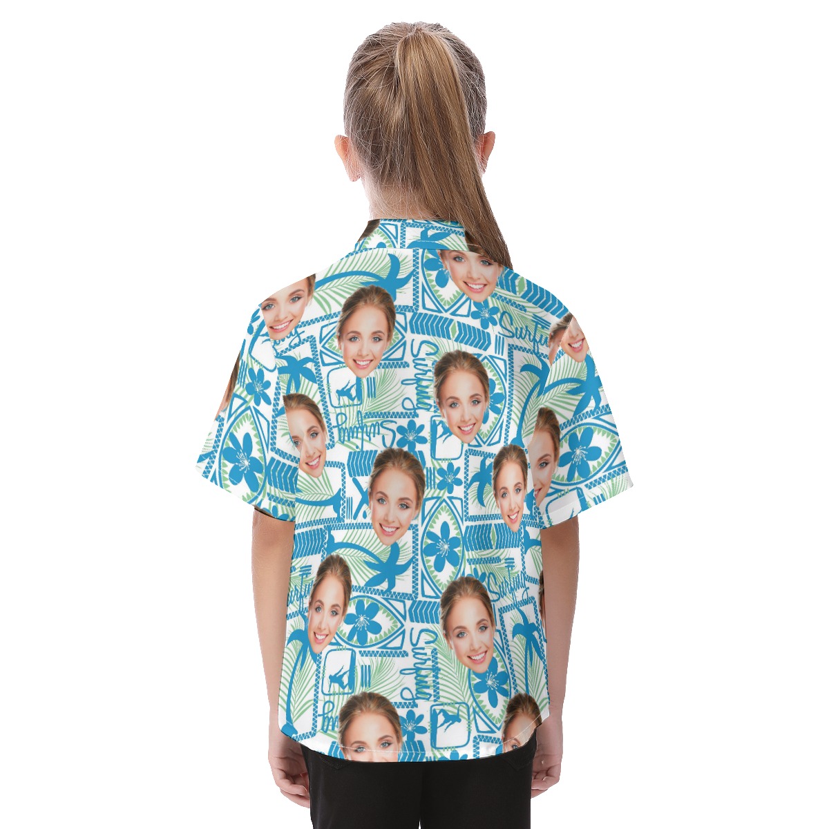 Surfing Kid's Hawaiian Shirt With Custom Face