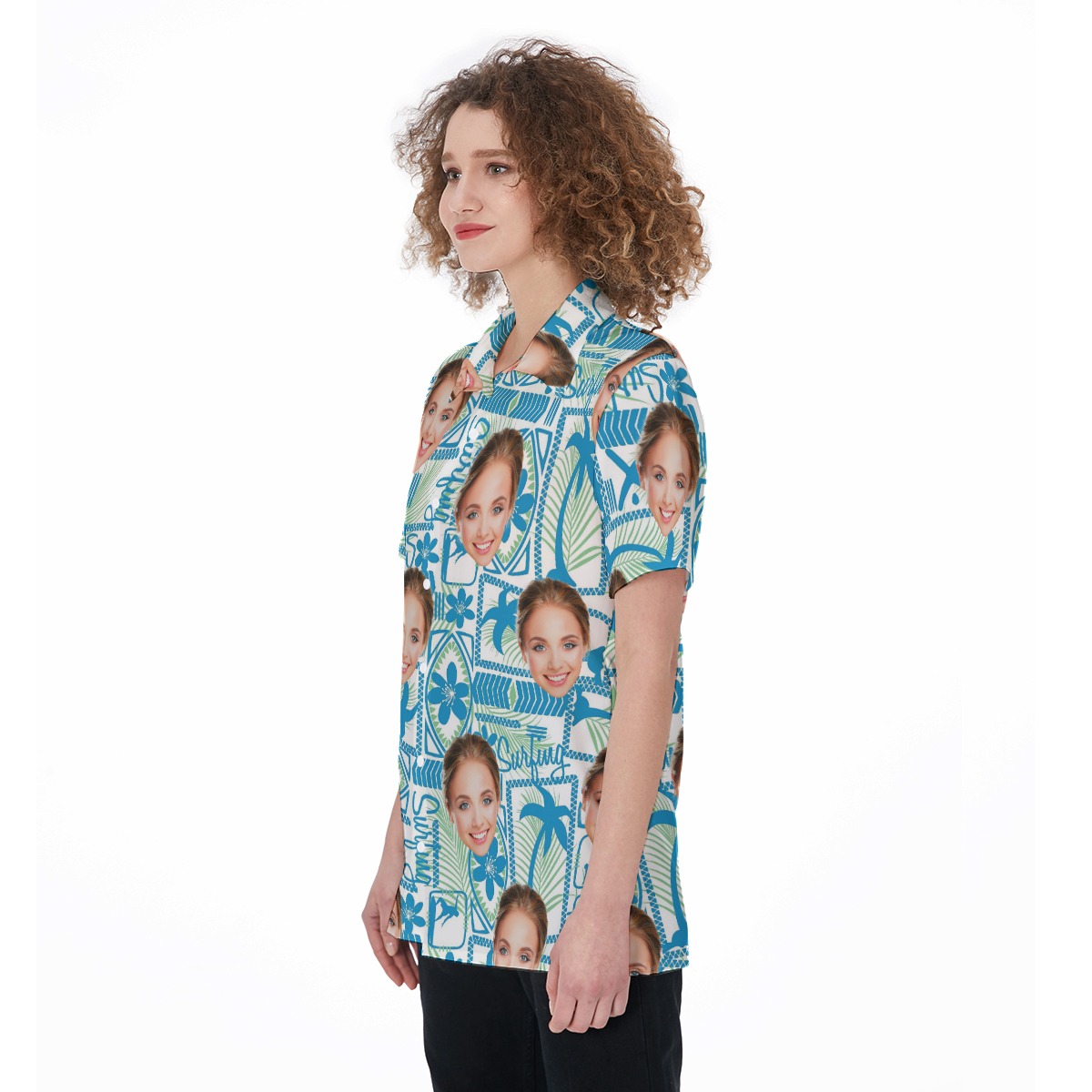 Surfing Custom Face Hawaiian Shirt For Women