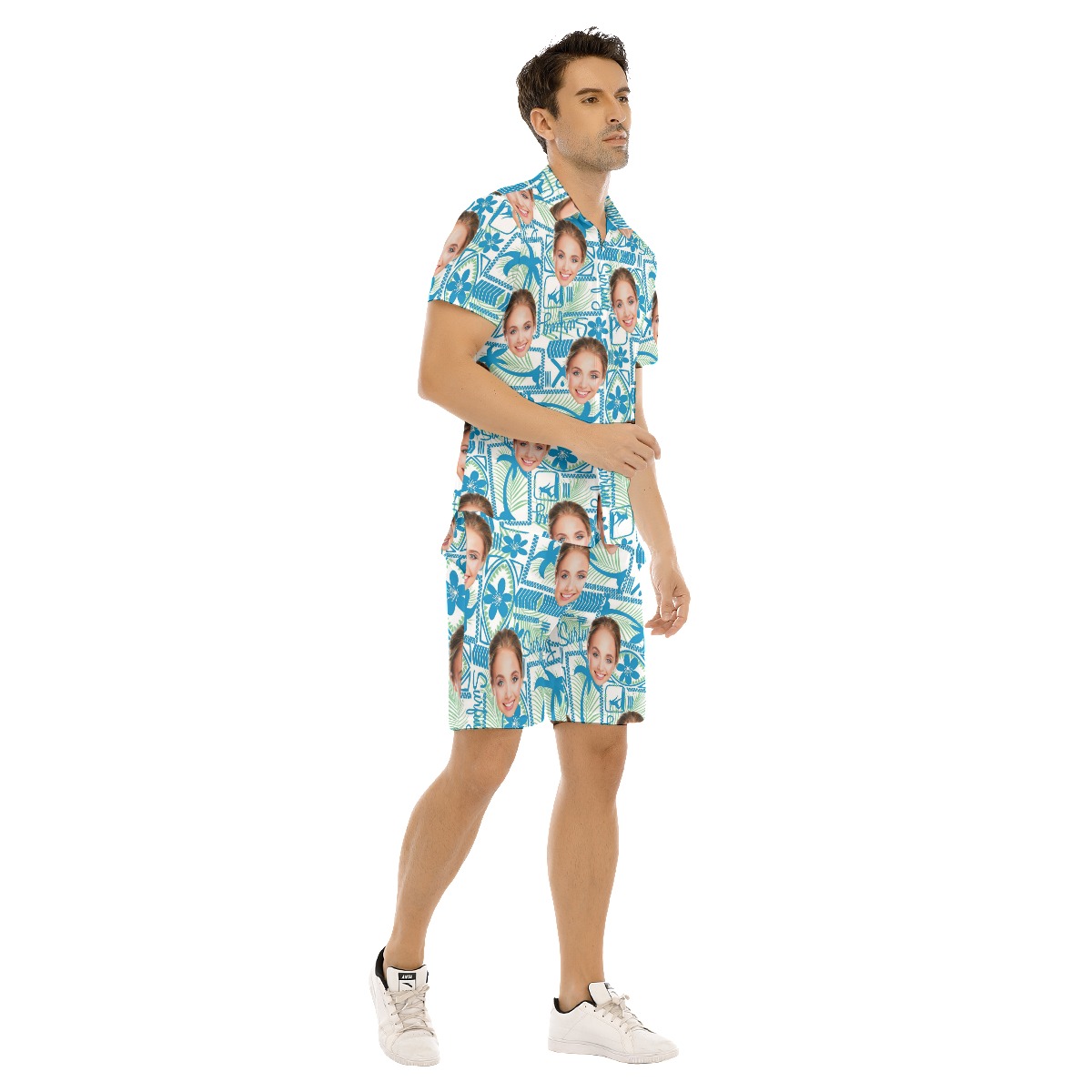 Surfing Men's Hawaiian Set With Custom Face