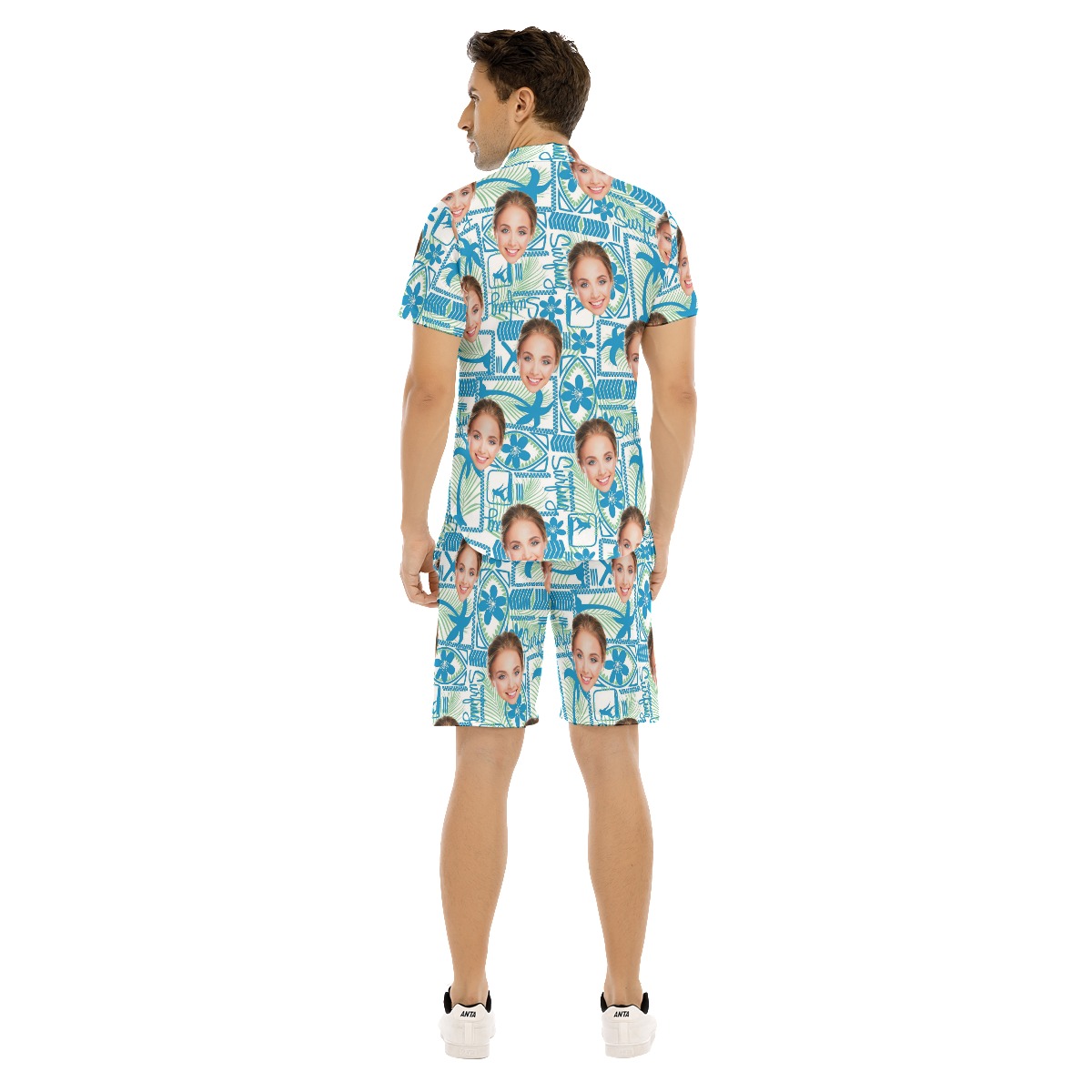 Surfing Men's Hawaiian Set With Custom Face