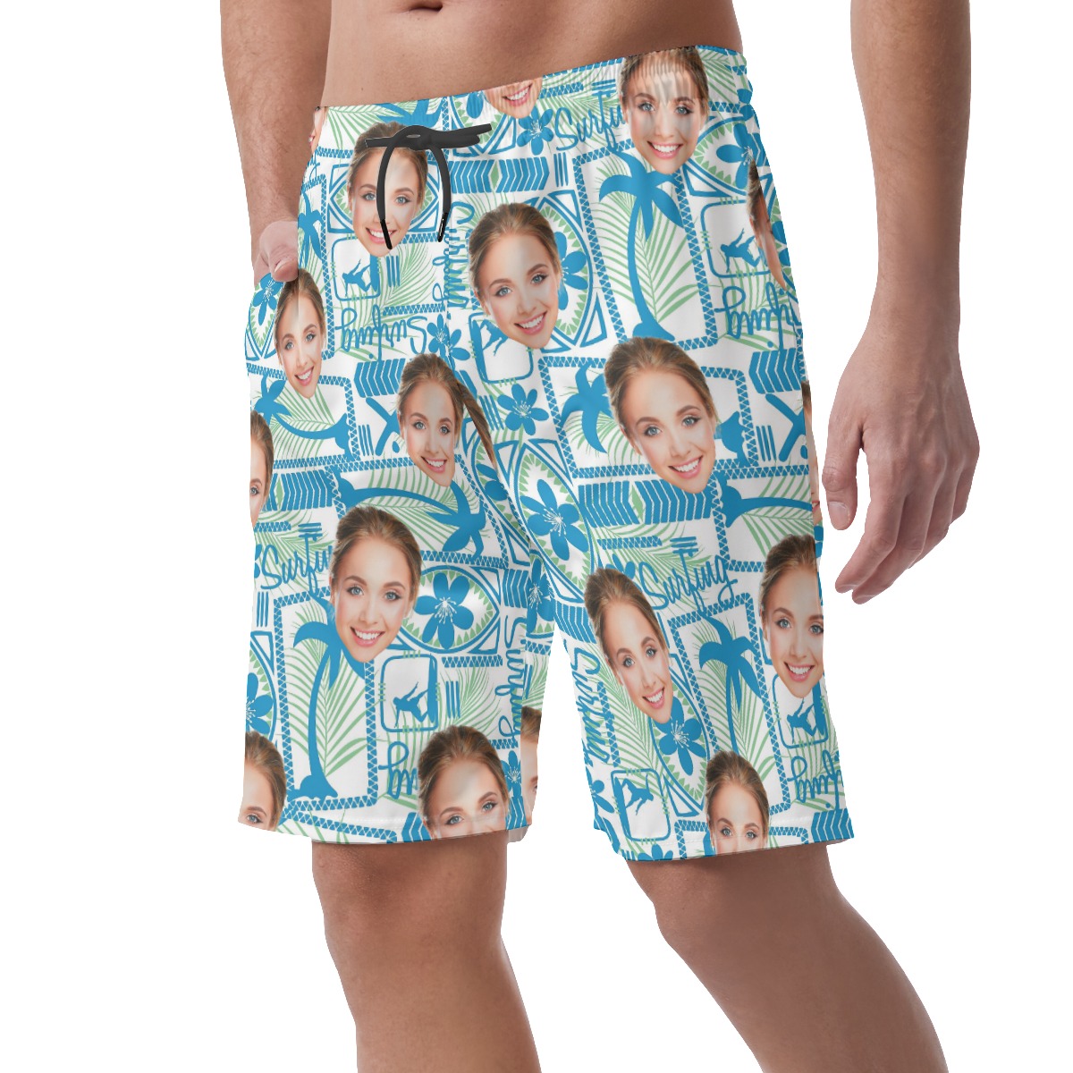 Surfing Custom Face Blue Men's Shorts