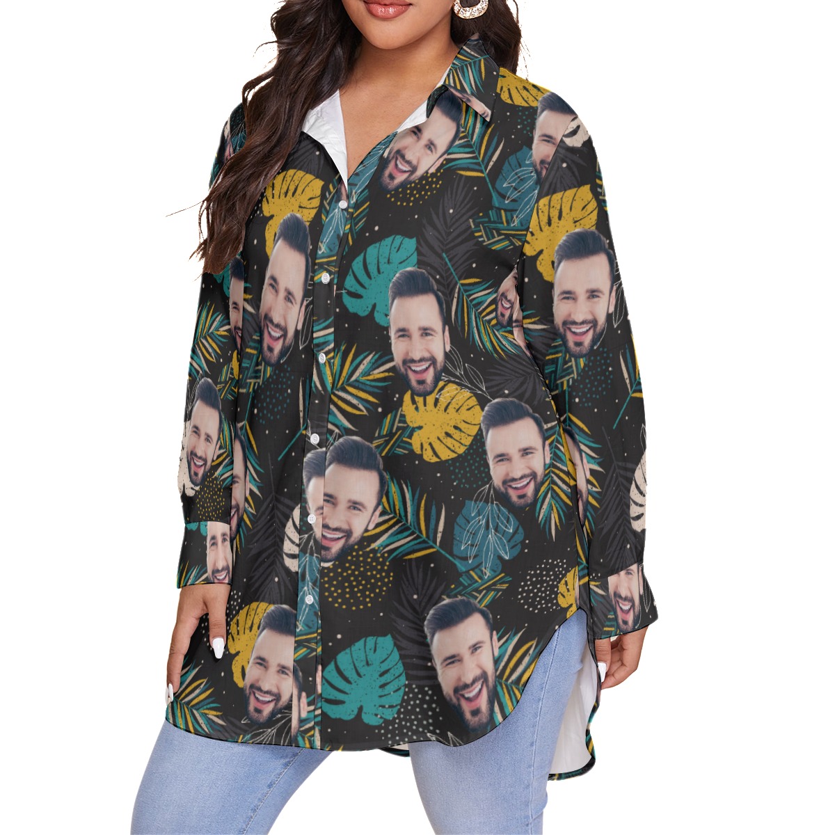 Cool Custom Face Button Up Shirt Plus Size