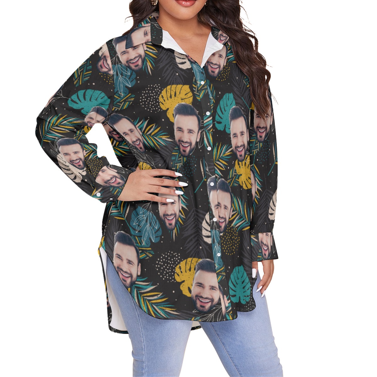 Cool Custom Face Button Up Shirt Plus Size