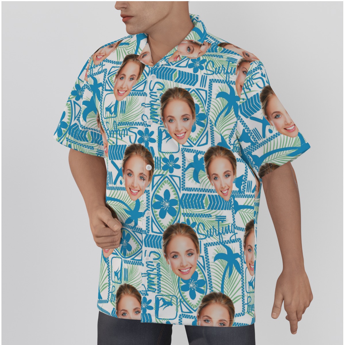 Custom Face Surfing Hawaiian Shirt