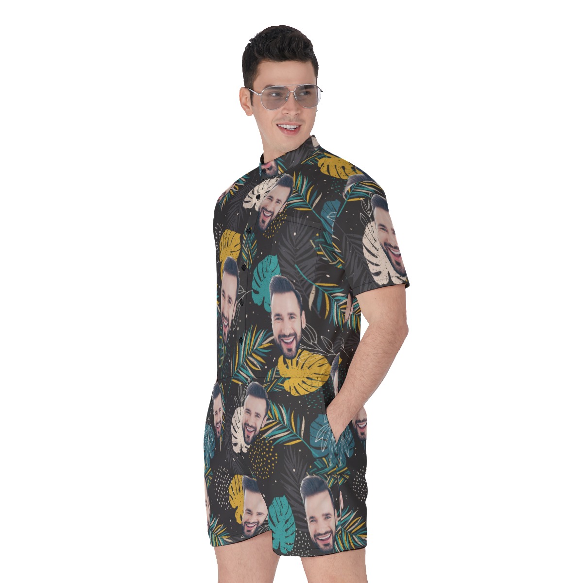 Custom Face Tropical Men's Romper
