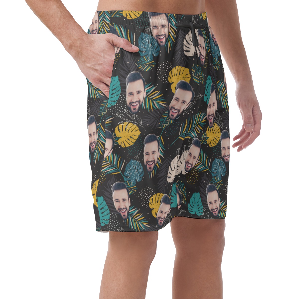 Hawaiian Leaf Custom Face Men's Hawaiian Shorts