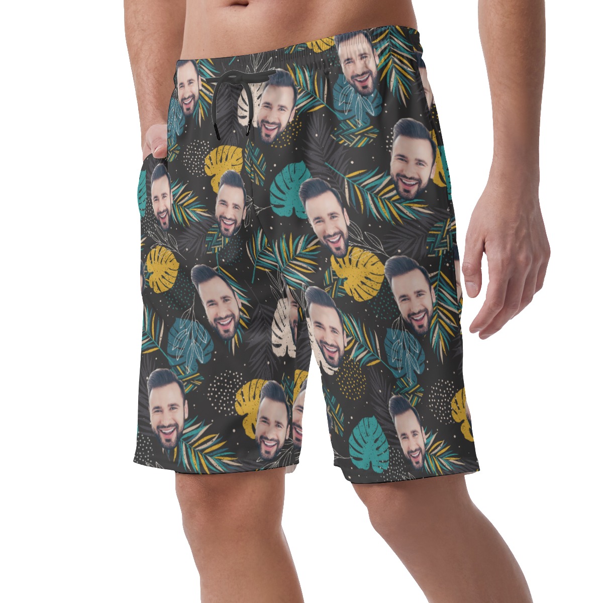 Hawaiian Leaf Custom Face Men's Hawaiian Shorts