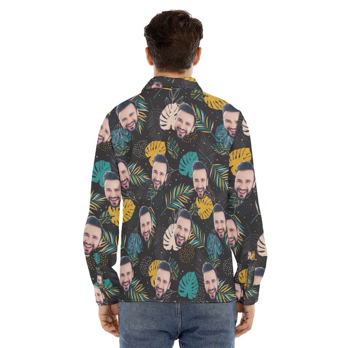 Custom Face Tropical Long Sleeve Hawaiian Shirt