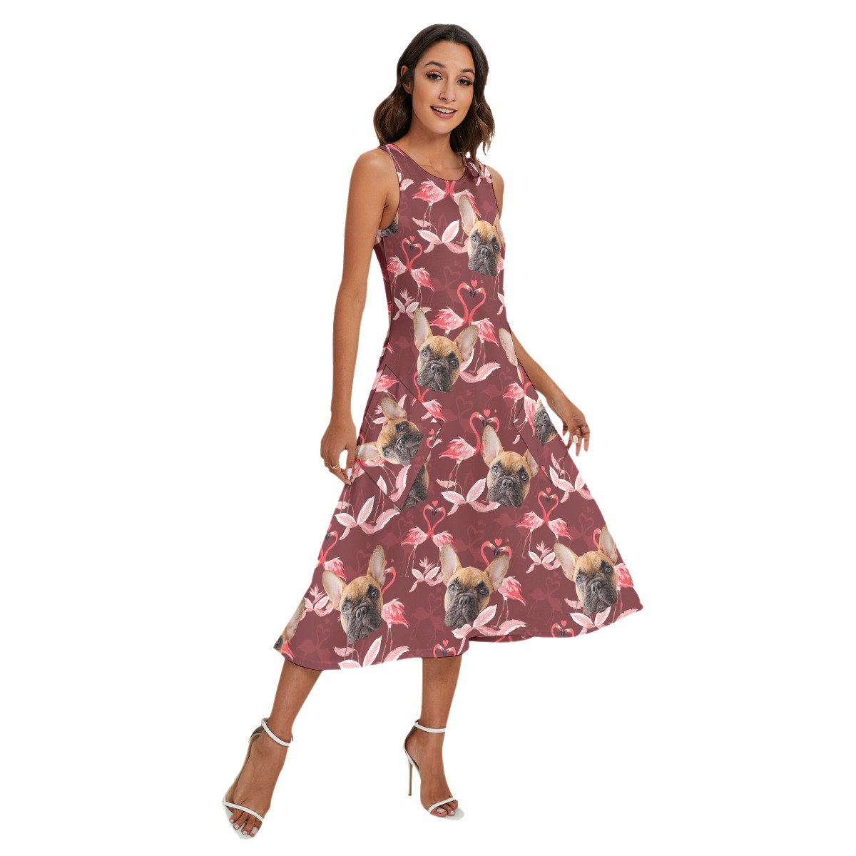 Custom Dog Face Aloha Sleeveless Dress