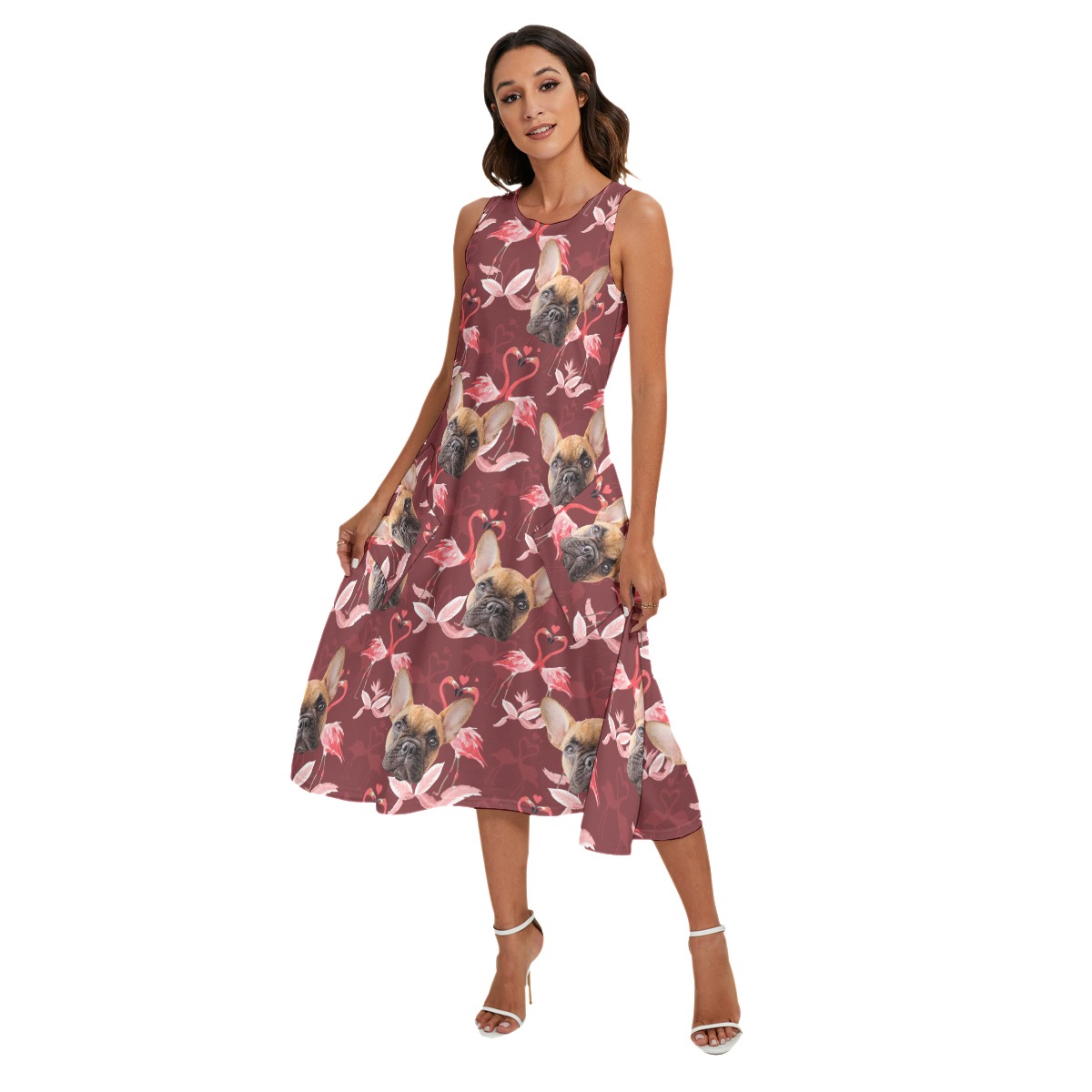 Custom Dog Face Aloha Sleeveless Dress