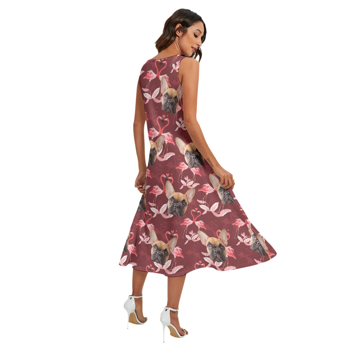 Custom Dog Face Aloha Sleeveless Dress