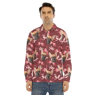 Men's Custom Dog Face Long Sleeve Hawaiian Shirt