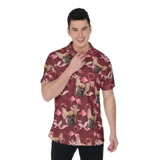 Men's Custom Dog Face Polo Hawaiian Shirt