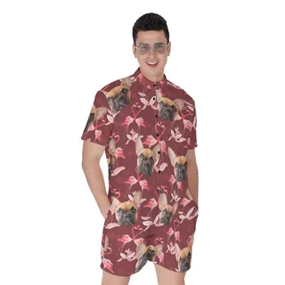 Men's Custom Dog Face Hawaiian Romper