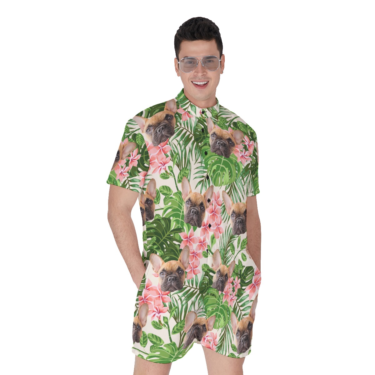 Men's Custom Dog Hawaiian Romper - variant image 1