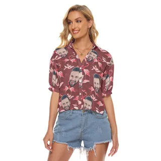 Custom Face Cropped Hawaiian Shirt For Women