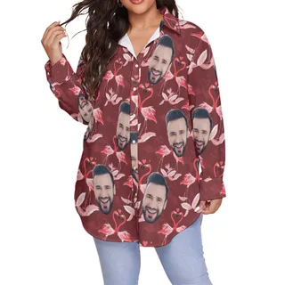 Custom Face Oversized Hawaiian Shirts For Women