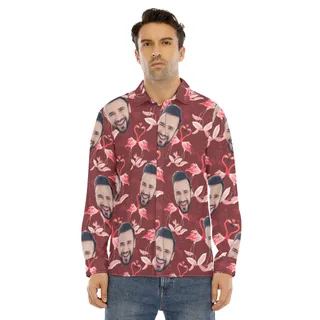 Men's Custom Face Long Sleeve Aloha Shirt