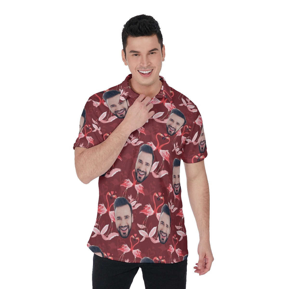 Men's Face Custom Polo Hawaiian Shirts - variant image 1