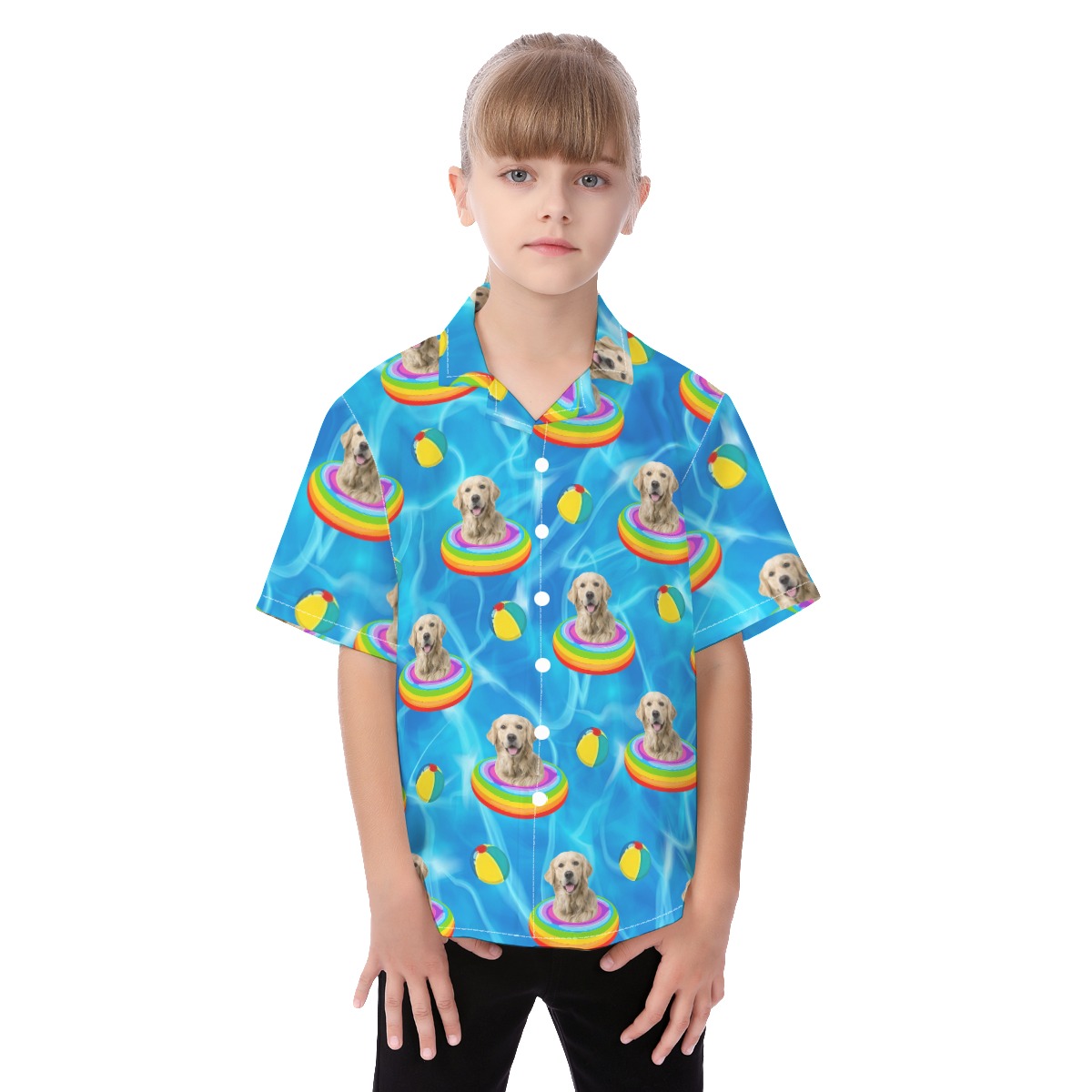 Cute Custom Pet Face Summer Aloha Shirt For Kids - variant image 1