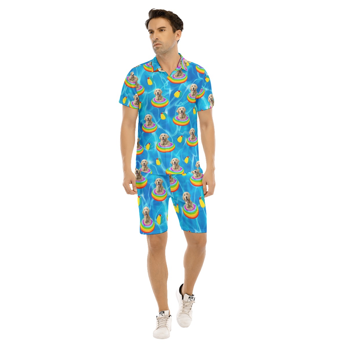 Set Custom Pet Face Summer Hawaiian Shirt And Shorts For Men - variant image 1