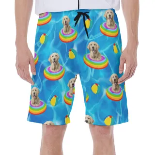 Custom Hawaiiam Swim Trunks With Pet Face