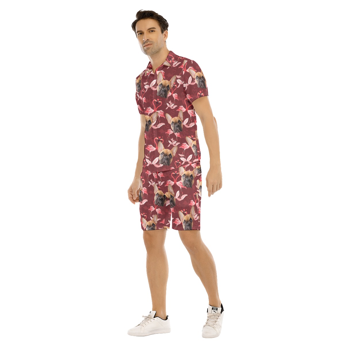 Men's Custom Dog Face Hawaiian Shirt And Shorts