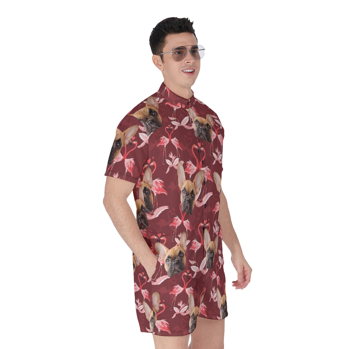 Men's Custom Dog Face Hawaiian Romper