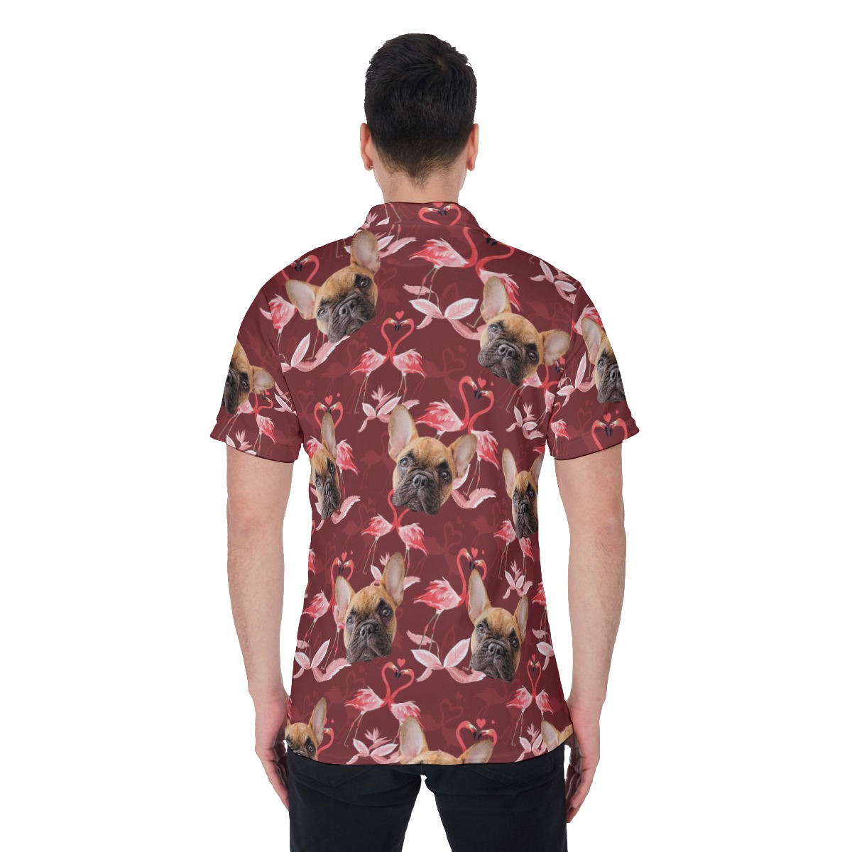 Men's Custom Dog Face Polo Hawaiian Shirt