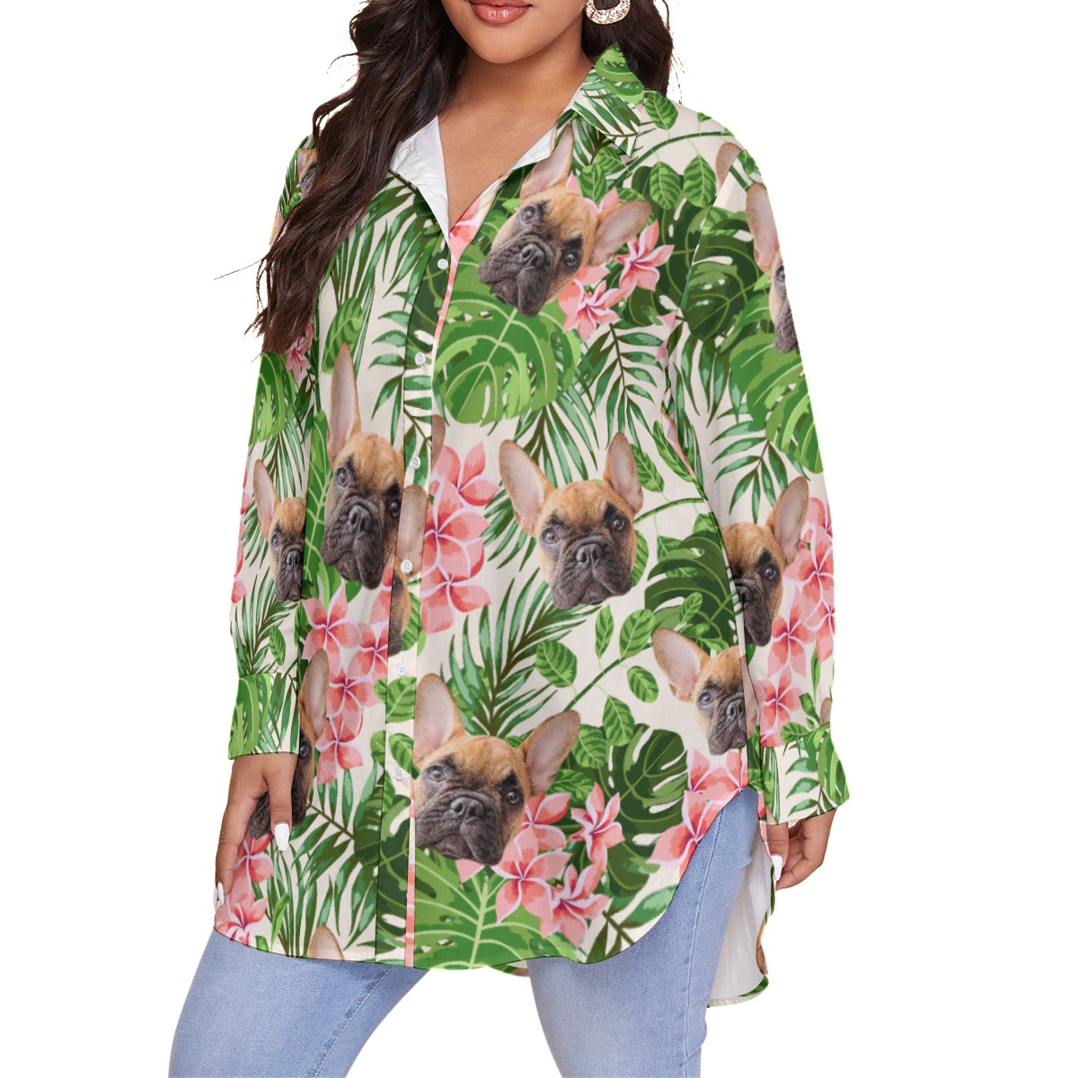 Custom Dog Plus Size Aloha Shirt For Women