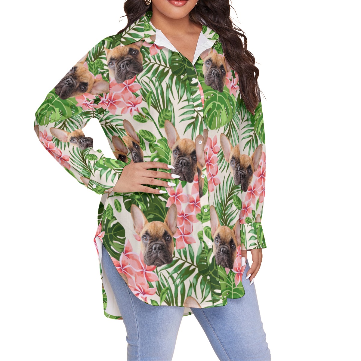 Custom Dog Plus Size Aloha Shirt For Women