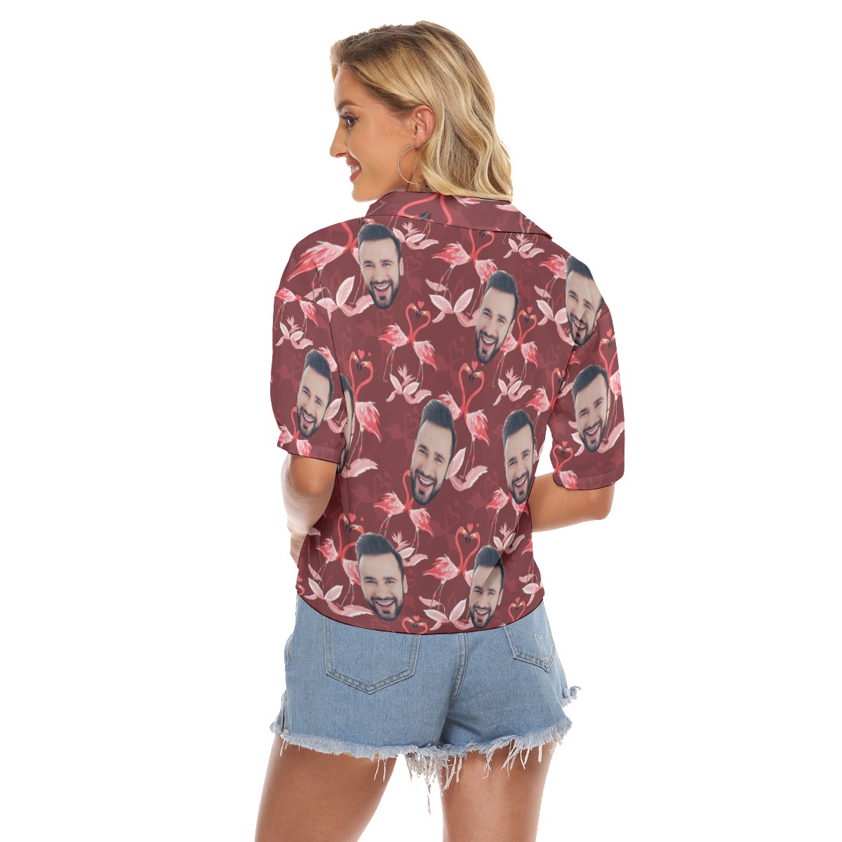 Custom Face Cropped Hawaiian Shirt For Women