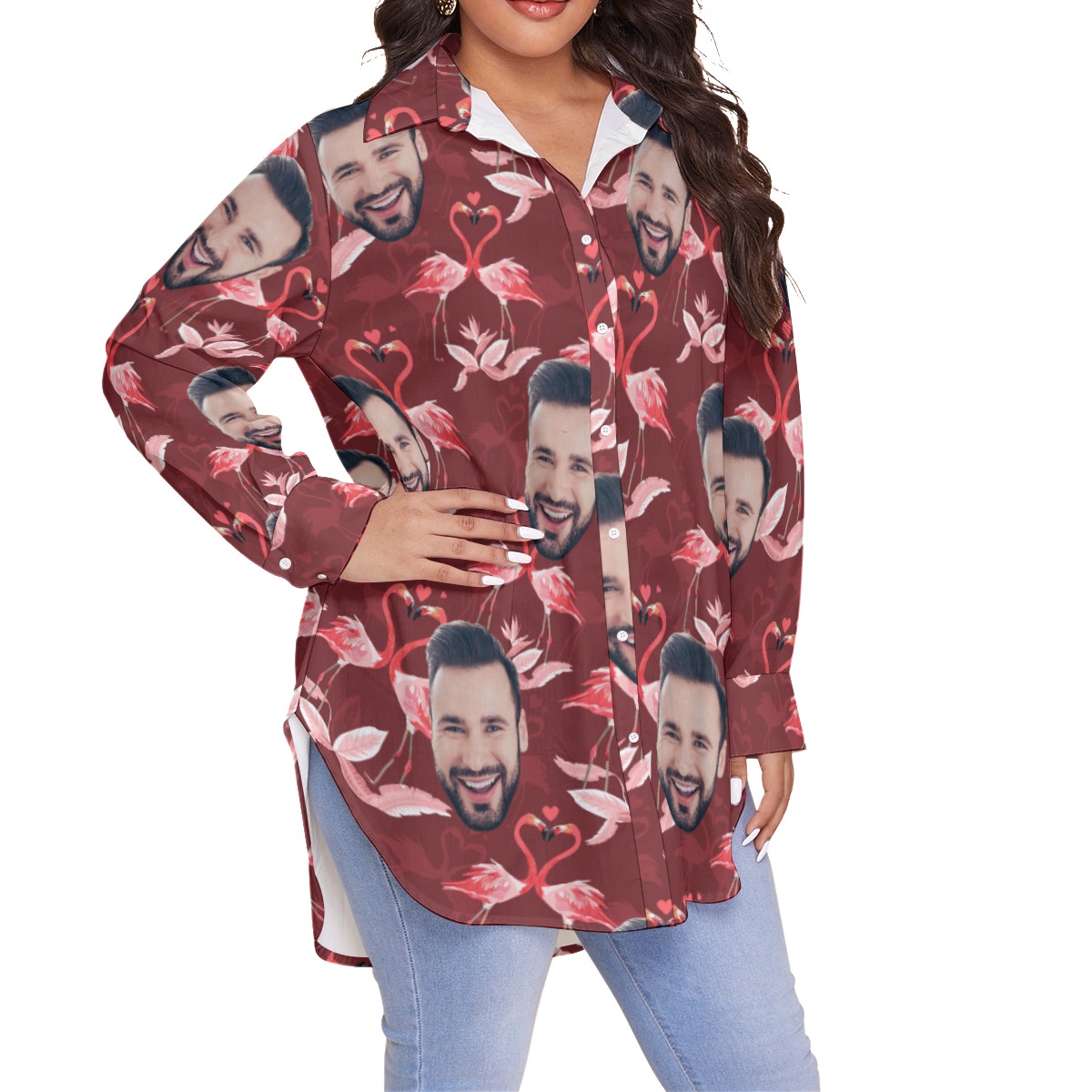 Custom Face Oversized Hawaiian Shirts For Women