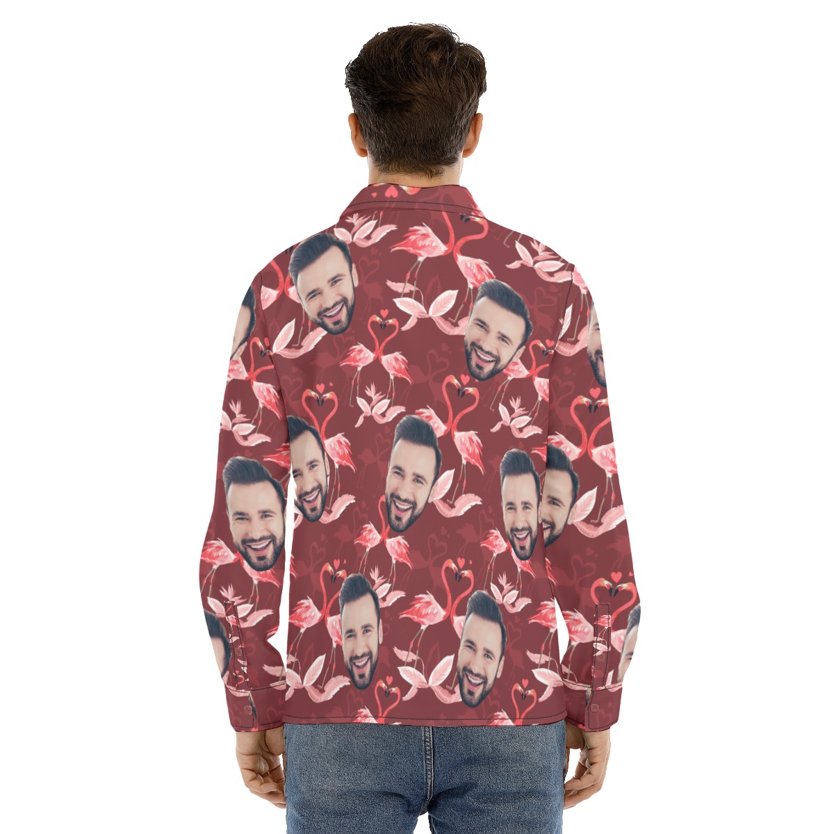 Men's Custom Face Long Sleeve Aloha Shirt