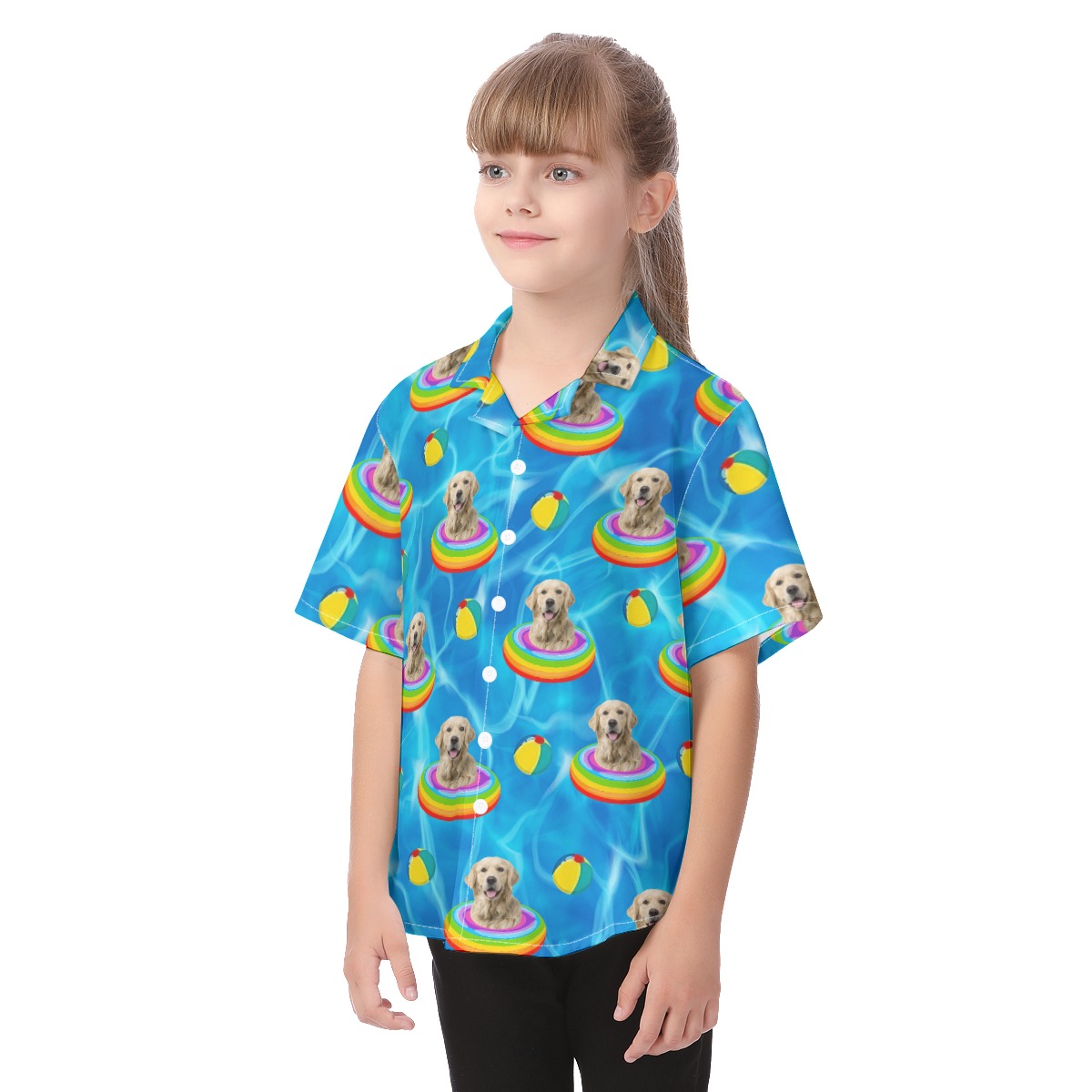 Cute Custom Pet Face Summer Aloha Shirt For Kids