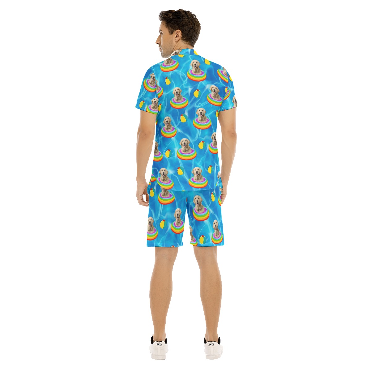 Set Custom Pet Face Summer Hawaiian Shirt And Shorts For Men