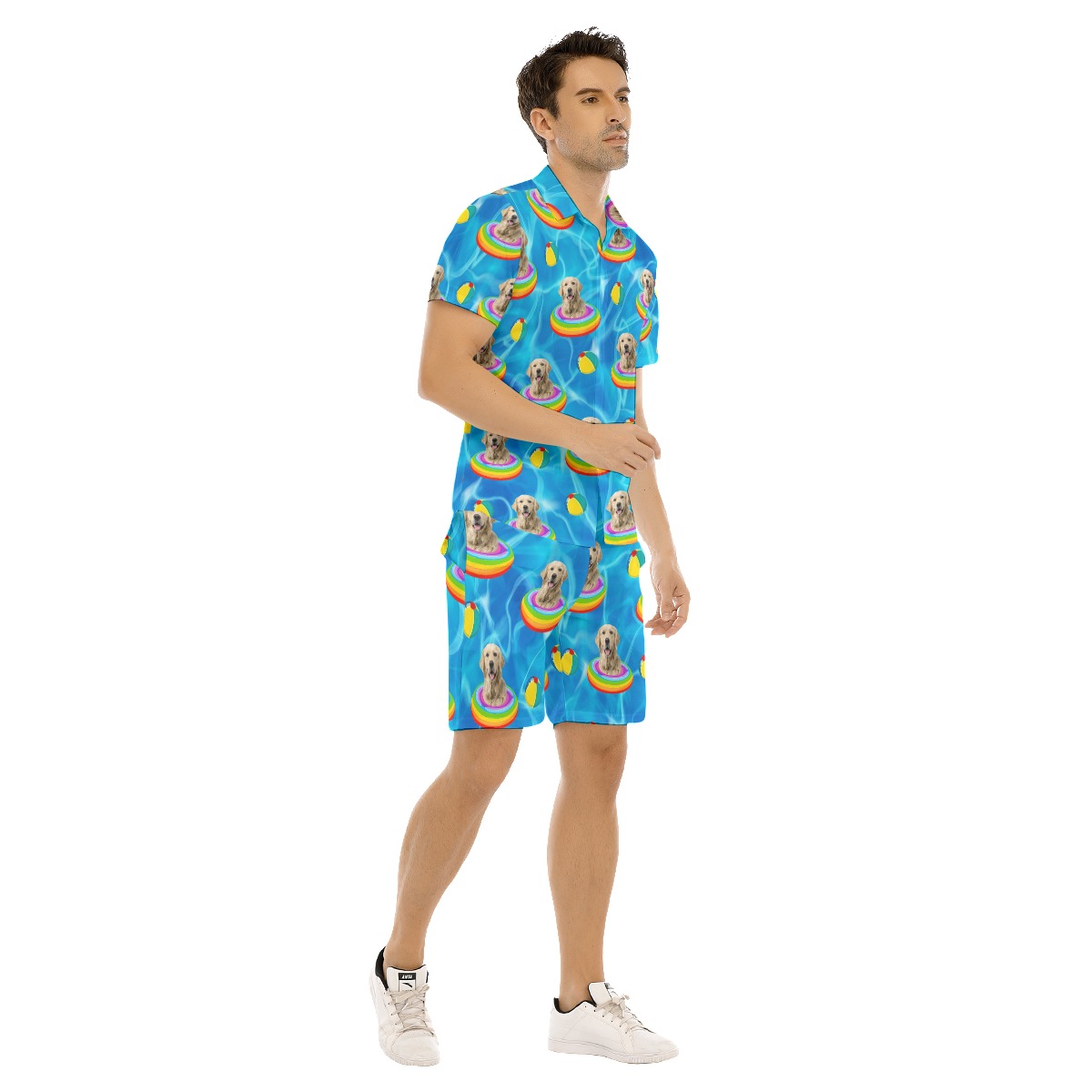 Set Custom Pet Face Summer Hawaiian Shirt And Shorts For Men