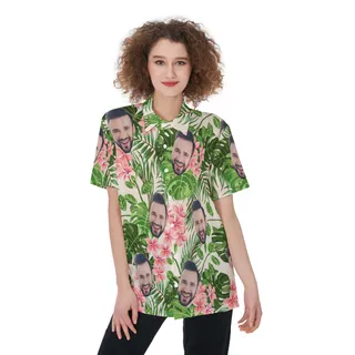 Face Custom Hawaiian Shirts For Women