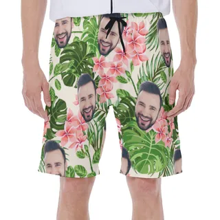 Face Custom Hawaiian Swim Trunks For Men