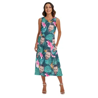 Unique Custom Face Sleeveless Dress