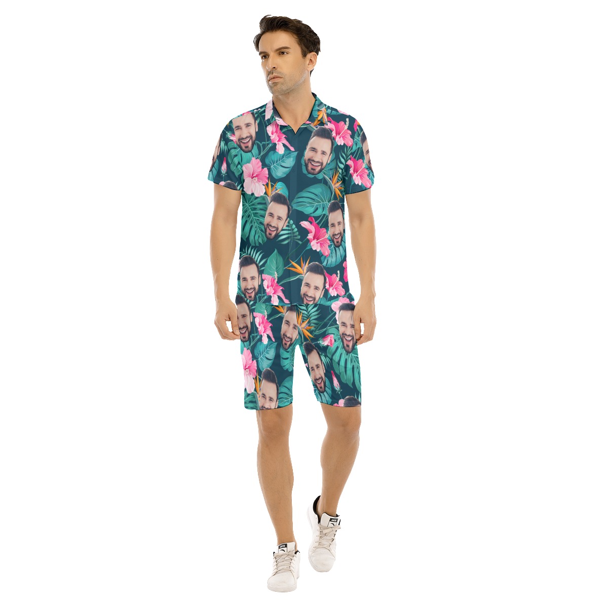 Custom Face Hawaiian Shirt And Shorts Set For Men - variant image 1