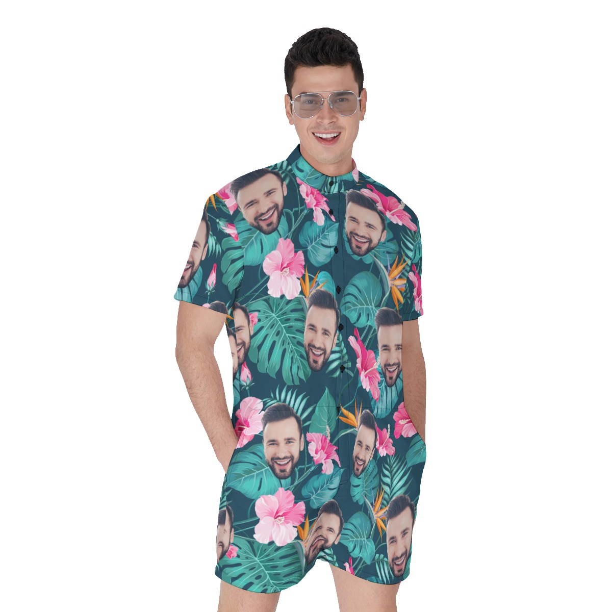 Custom Face Hawaiian Rompers For Men - variant image 1