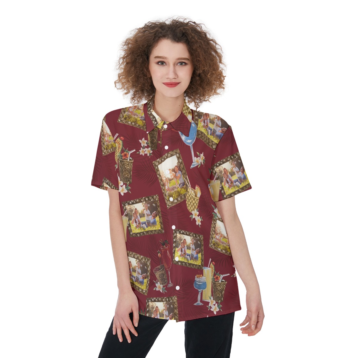 Unique Custom Photos Tropical Drinks Aloha Shirt For Women - variant image 1