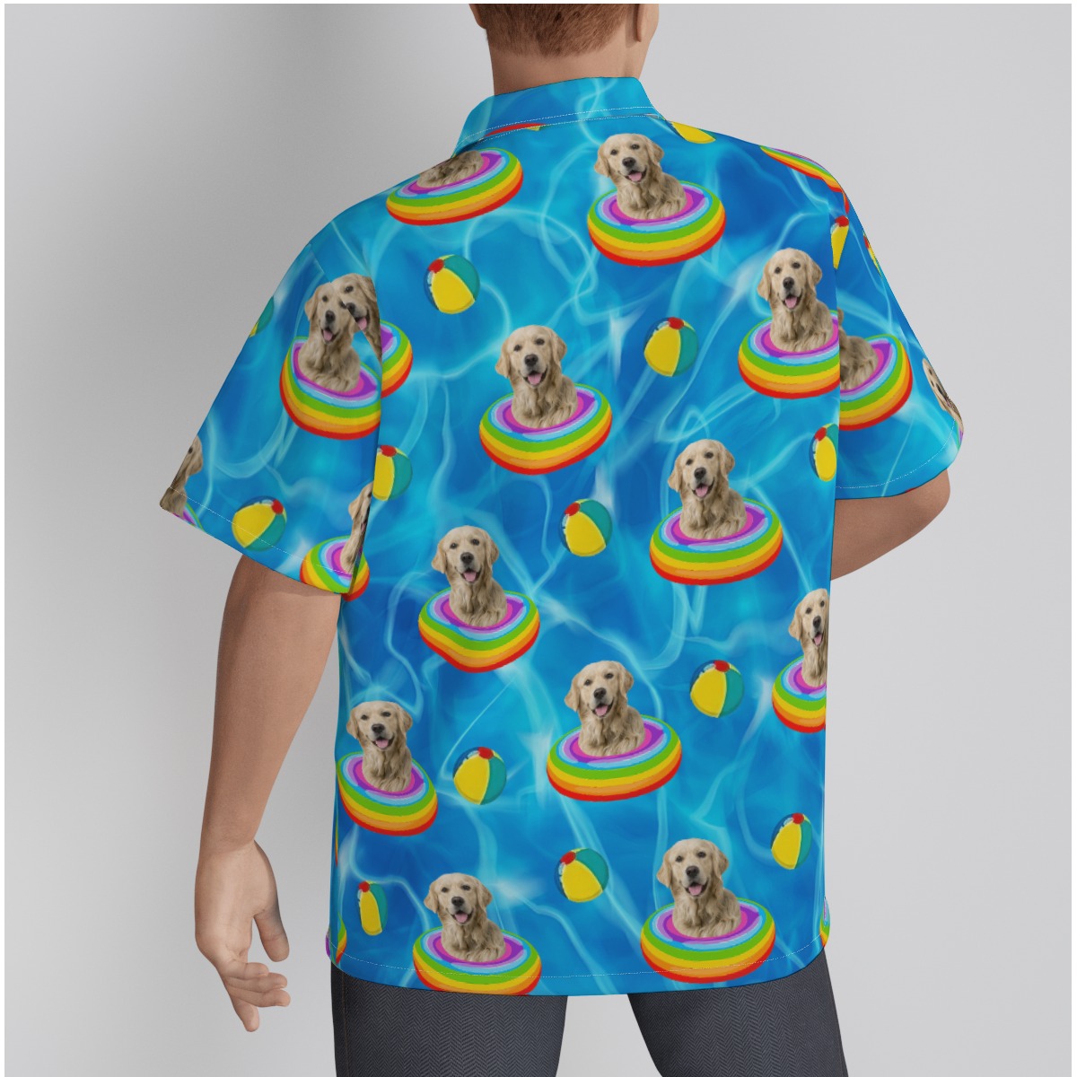 Funny Custom Pet Face Swimming Pool Hawaiian Shirt